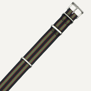 Black with Burgundy & Green NATO Watch Strap - 18mm