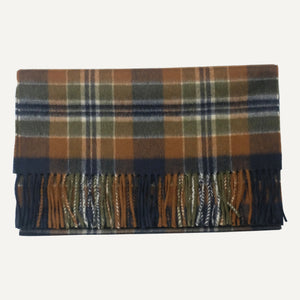 Navy & Brown Plaid Cashmere Scarf