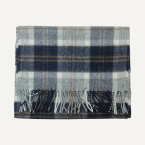 Blue & Grey Plaid Lambswool Scarf