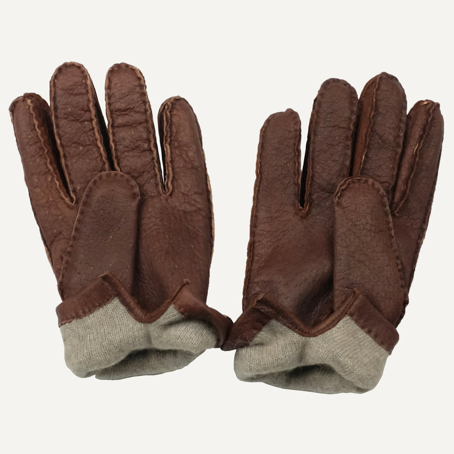 Brown Peccary Leather Gloves