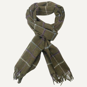 Green & Violet Plaid Lambswool Scarf