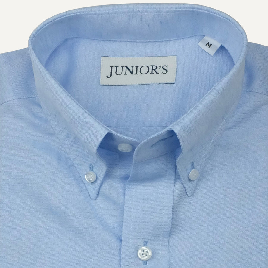 Blue Cotton & Linen Button-Down Sport Shirt